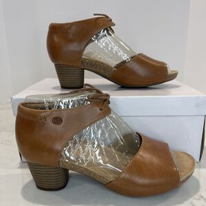 Josef Seibel‎ NEW Open Peep Toe Camel Brown Pumps Comfort Sandals EU 37 6- 6.5